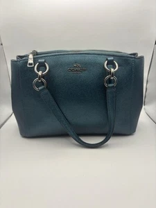 Coach Authentic Mini Christie Carryall Metallic Dark Teal Purse Or Crossbody Bag - Picture 1 of 22