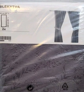 Ikea Blekviva Curtains 57" x 98" GRAY 2 Tone Jacquard Heavy Polyester NIP - Picture 1 of 8