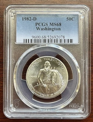 1982-D George Washington Commemorative Silver Half Dollar PCGS MS-68 - Image 1 of 2