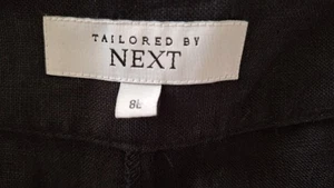 Excellent, Next 100% linen, tailored long size trousers, size 8L, black - Picture 1 of 6