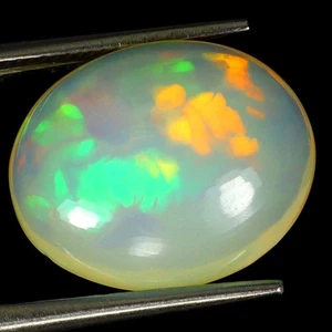 Oval Cab Natural AAA Floral Flash Play Of Color Crystal Fire Opal 4.11ct 14x12mm - Picture 1 of 14