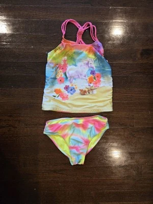 Terno de banho Tankini unicórnio feminino tamanho M 7/8 Wonder Nation - Imagem 1 de 4