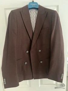 Harry Brown double breasted slim fit linen suit jacket in brown 38 Chest - Picture 1 of 3