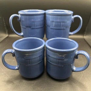 SET OF (4) LONGABERGER CORNFLOWER BLUE MUGS/ COFFEE CUPS 12 oz MADE IN USA - Picture 1 of 6