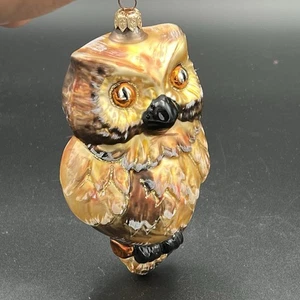 Vintage Eule mundgeblasen Glas Ornament Polen hängend Weihnachtsschmuck MÄNGEL - Bild 1 von 12