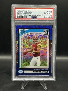 2024 Panini Donruss Jayden Daniels Optic Preview Blue Scope RC PSA 10 Commanders - Bild 1 von 2