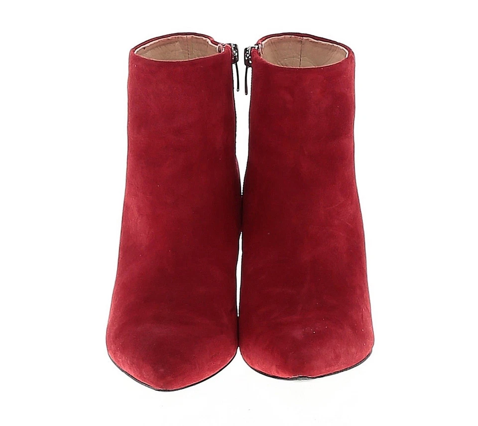 Nine West 红色人造麂皮绒楔形尖头短靴 7.5 码 — 第 1/2 张图片