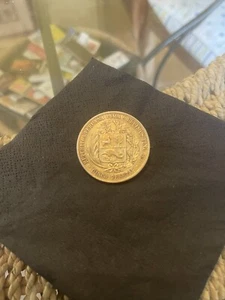 1880 Silver Peruvian 5 Pesetas Coin Turned Into Brooch - Picture 1 of 3