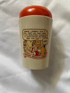 Vintage Orphan Annie & Sandy Ovaltine Shake-Up Mug Red Lid - Picture 1 of 7