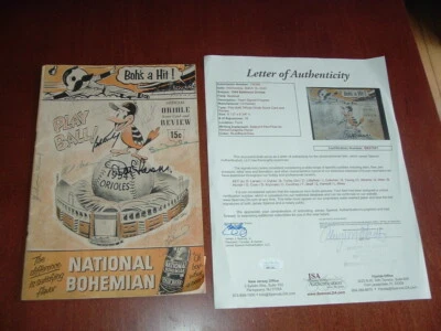1954 Baltimore Orioles 16 Signed Autograph Program + Ticket Stub  April 21 JSA - Image 1 of 4