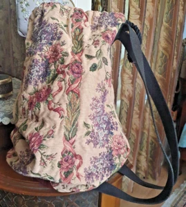 Extra Large Vintage Woven Tapestry Bag Backpack Holdall Buttonwood Design H50cm - Picture 1 of 21
