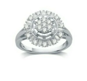 Anillo plateado moldeado de girasol diamante Decarar - Imagen 1 de 2