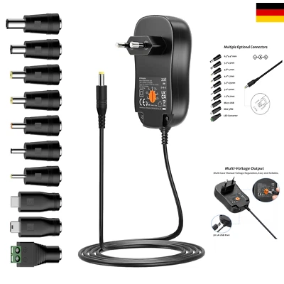 Multi-Voltage Adapter Netzteil 5V 2A USB 10 DC Stecker für Haushaltsgeräte - Bild 1 von 4