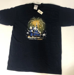 VTG Disney "Believe in Holiday Magic Disneyland" NWT Navy Blue Sz L - Picture 1 of 6