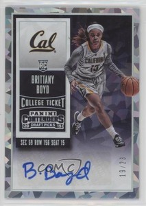 2015 Panini Contenders Draft Picks Cracked Ice /23 Brittany Boyd Rookie Auto RC