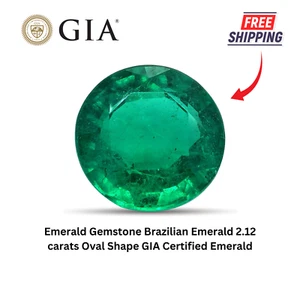 Emerald Gemstone Brazilian Emerald 2.12 carats Oval Shape GIA Certified Emerald - Picture 1 of 7