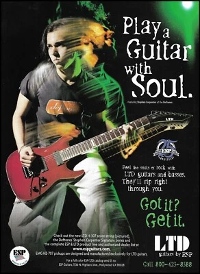 Deftones Stephen Carpenter Signature ESP LTD H-307 Red 7-string guitar ad - Image 1 of 3