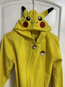 Pokemon Boys Pikachu Character Costume Printed Zip-Up Jacket Hoodie Size L - Picture 1 of 12