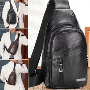 Borsa a tracolla da uomo impermeabile a tracolla in pelle PU petto sport viaggio - Foto 1 di 20