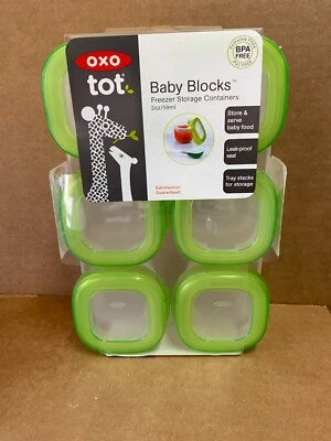 OXO Tot Juego de 6 Piezas Congelador Bebé Bloques Verde Alimentos Juguete Almacenamiento 2oz Foto 1 de 4