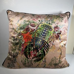 Timorous Beasties Lobster Velvet Pillow Cover 20" x 20" Multi Colored Cover ONLY - Picture 1 of 5