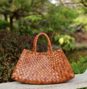 Luxury premium grain woven leather tote shopper bag work office commute - Picture 1 of 19