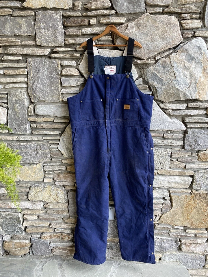 VTG Walls Blizzard Pruf Bib Cargo Overalls Mens Blue Insulated Workwear USA 90s - Image 1 of 4