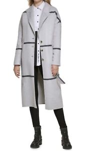 Karl Lagerfield Paris Women’s Size L Wool Blend Belted Coat New With Tags Gray