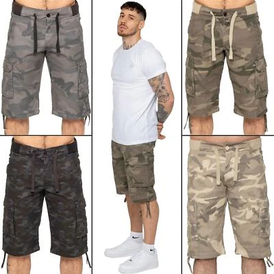 Enzo Mens Cargo Shorts Elasticated Combat Summer Casual CamoHalf Pants - Image 1 of 2