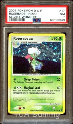 PSA 7 NEAR MINT Roserade 17/132 ERROR HOLO BLEED Secret Wonders Pokemon Card 349 - Image 1 of 4
