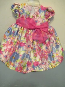 A) Girls size 12 MonthsLined Multicolored Floral Ashley Ann Dress - Picture 1 of 10