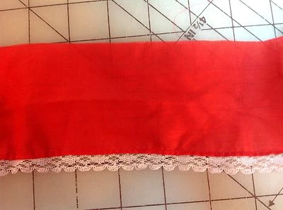 Red Cotton Blend Trim with White Flower Lace 3 1/8 inches wide   2 yard - Image 1 of 2