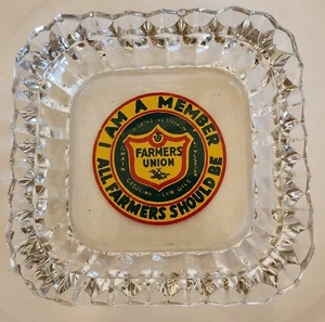 VINTAGE FARMERS UNION CO-OP 4 1/2" GLASS ASH TRAY - Bild 1 von 1