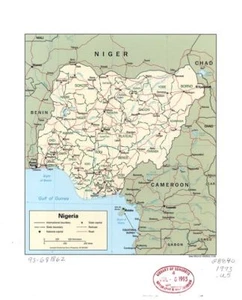 20" x 24" 1993 Map of Nigeria. Nigeria - Picture 1 of 1