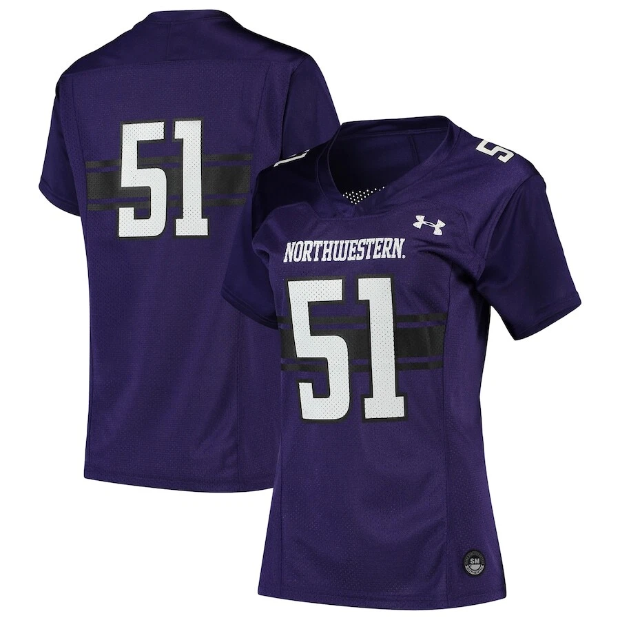 Camiseta de fútbol Under Armour Northwestern Wildcats para mujer Home #51 Foto 1 de 1