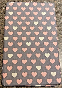 Emma & Mia Pink and Gray Heart Fabric - 1 yard - Picture 1 of 2