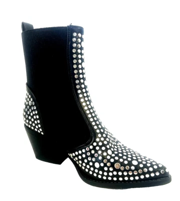 Botines negros con tachuelas para mujer 6,5 | Botines Chelsea Rocker de tacón cuadrado Foto 1 de 4