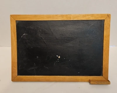 Vintage Small Chalkboard Wood Framed-Front Chalk Holder & Rear Stand 13"x1.5"x9" - Image 1 of 4