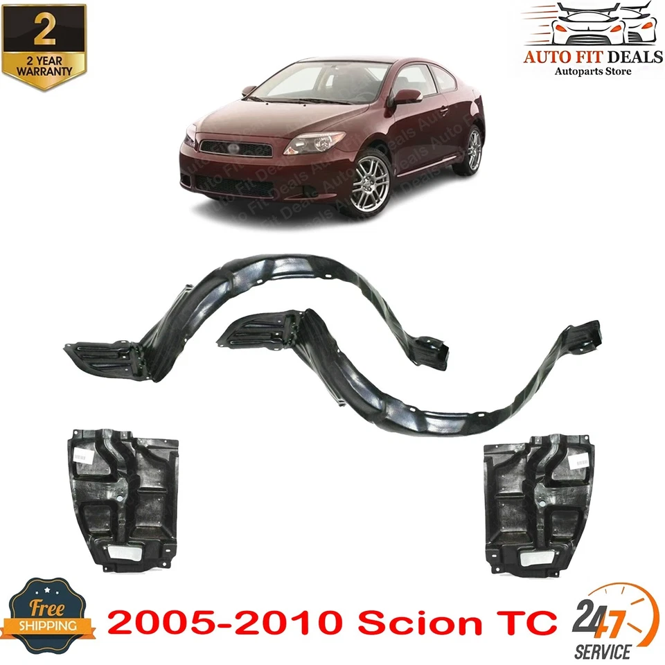 Forros del guardabarros delantero y protector contra salpicaduras del motor lado derecho y derecho para Scion TC 2005-2010 Foto 1 de 4