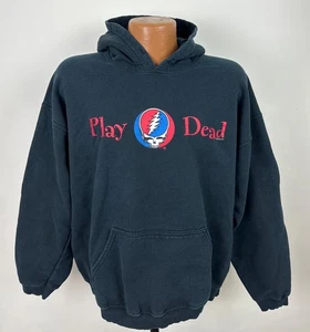 Vintage 90s Grateful Dead Hoodie Sweatshirt Large Play Dead Faded Black Gildan - Picture 1 of 15