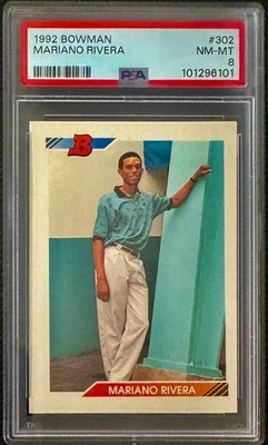 Bowman #302 Mariano Rivera 1992 novato radiocontrol - Salón de la Fama, Yankees, PSA 8 casi nuevo/como nuevo Foto 1 de 2
