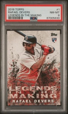 Tarjeta de novato 2018 Topps Legends in the Makin RC Rafael Devers Boston Red Sox PSA8 Foto 1 de 2