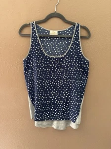 Collective Concepts Polka Dot Sleeveless Tank Top Women’s S Navy Blue Gray - Picture 1 of 5