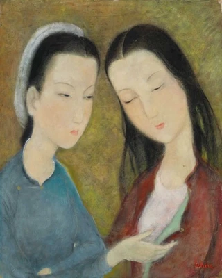 La Confidence : Women Confiding : Le Thi Luu : Archival Art Print - Image 1 of 2