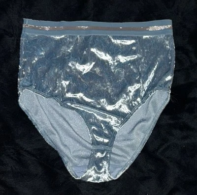 Трусики женские True Rue21 синие блестящие велюровые с высокой талией XS - Изображение 1 из 4