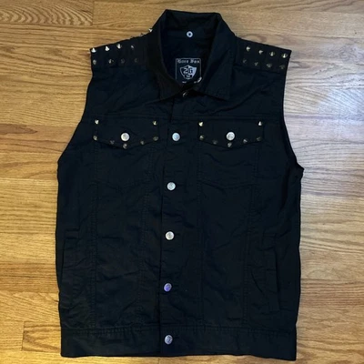 Novo Colete Punk Masculino Bare Fox Colete Sem Mangas/Camisa com Rebites M Preto - Imagem 1 de 4