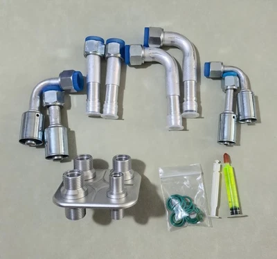 A/C & Heater Hose Firewall Bulkhead & Fitting Kit 4 Port Square for Std Hoses - Image 1 of 2
