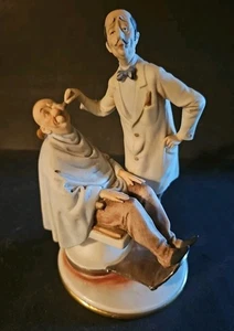 VTG Ceramic Decorative Figurine Pucci Barber With Customer In Chair - Picture 1 of 9