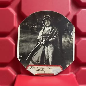 Woman In A Dress Outside 3 1/4 x 3 5/8 Tintype Photograph Antique 1900s - Picture 1 of 2