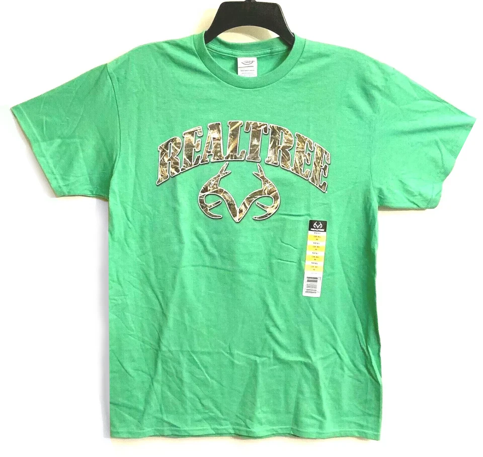Realtree Camo Deer Antlers Short Sleeve Shirts Green Black M 38-40, XL 46-48 NWT - Image 1 of 1